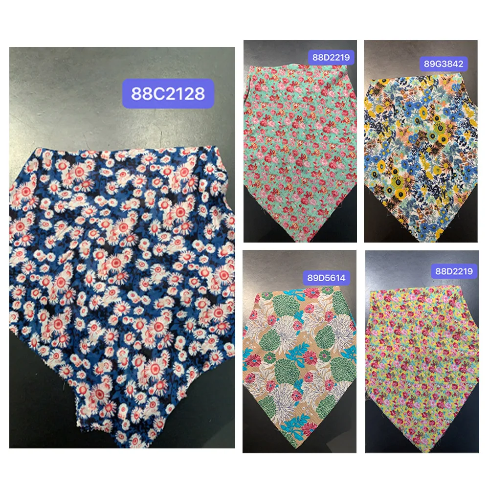 Inventory Clearance Cheap price 90 Rayon 10 wool cloth manufacturer floral printed woven fabric