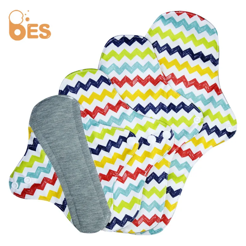 BES private label organic reusable menstrual cloth pads colorful microfiber towel cloth pad fabric oeko tex 100