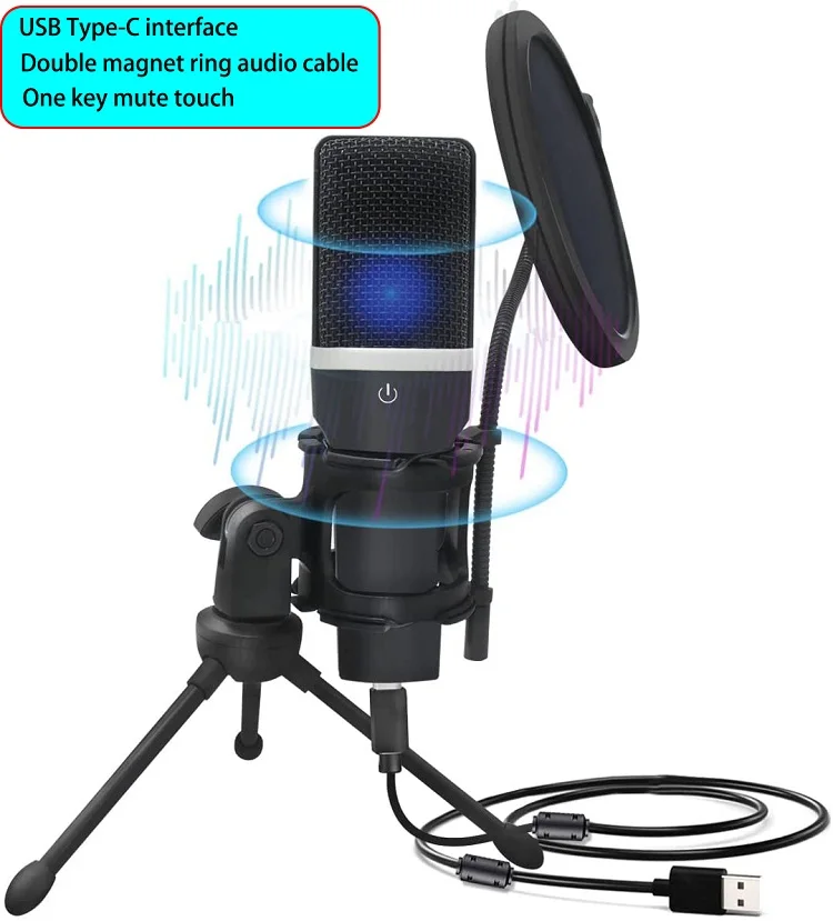 Newest design Condenser Microphone Live Streaming YouTube microphone conference studio recording Podcasting  microphone