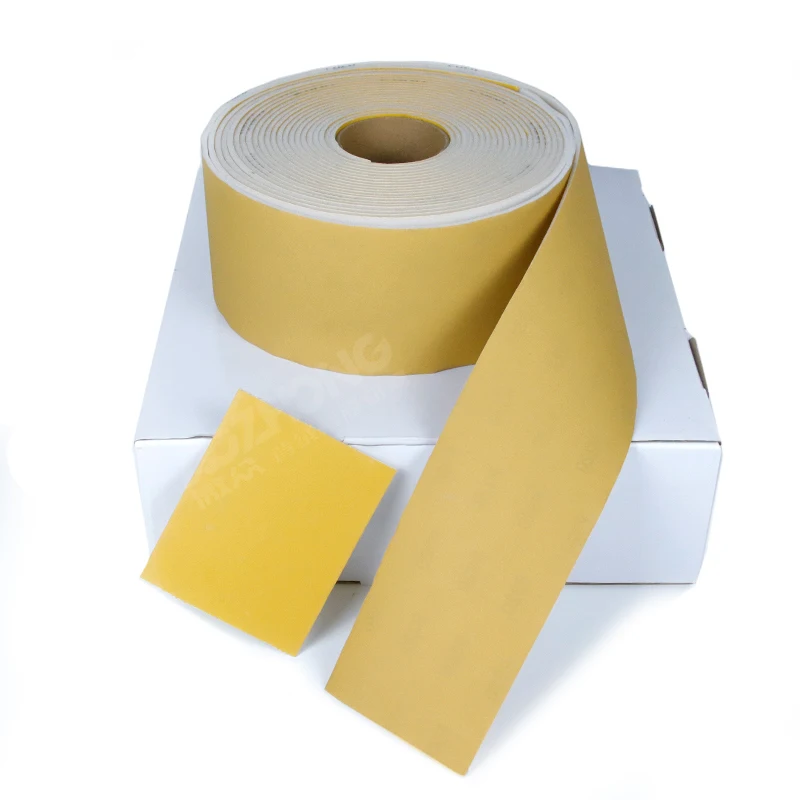 AOZHONG Factory Yellow Abrasive Sanding Sponge Roll 115MM*25M Abrasive Paper Foam Roll
