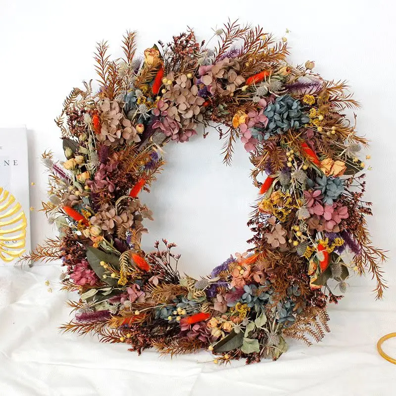 Large size free sample dried flowers wreath preserved flower garland BOHO Home decorative flowers Decorative wreaths