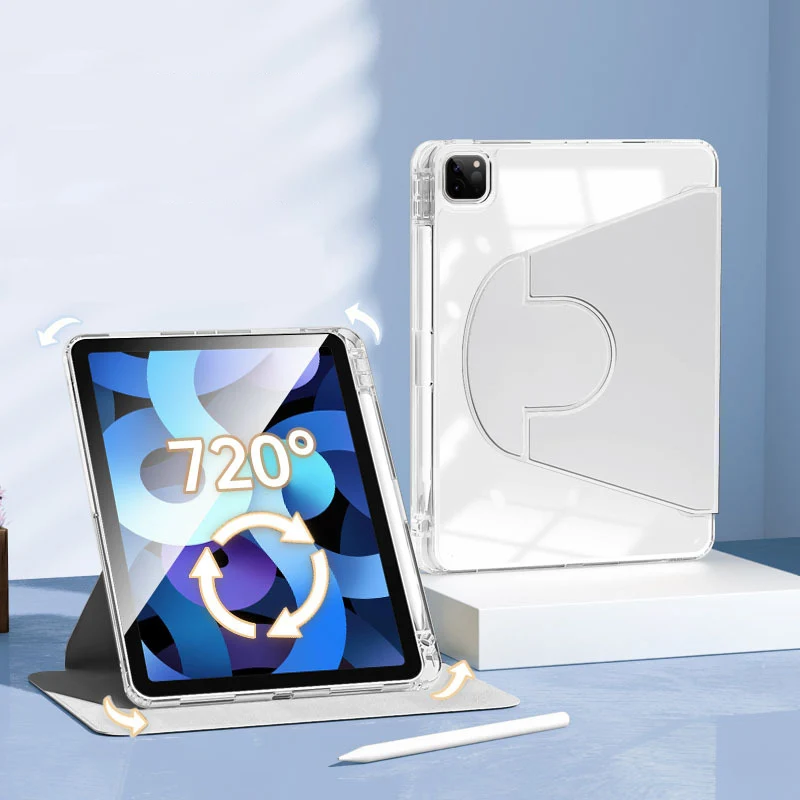 Для iPad Air4/5 10 9 Pro 11 2020/2021/2022 акриловый силиконовый кожаный чехол с прорезью для ручки 2 7 9-я Поворотная подставка