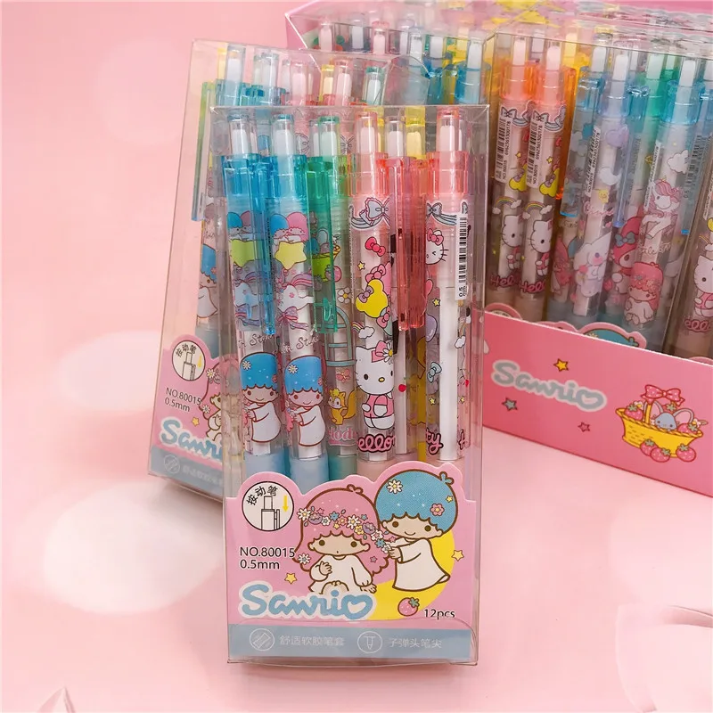 Мультяшная гелевая ручка hello kt, прозрачная ручка, черная ручка для письма, 0,5 мм