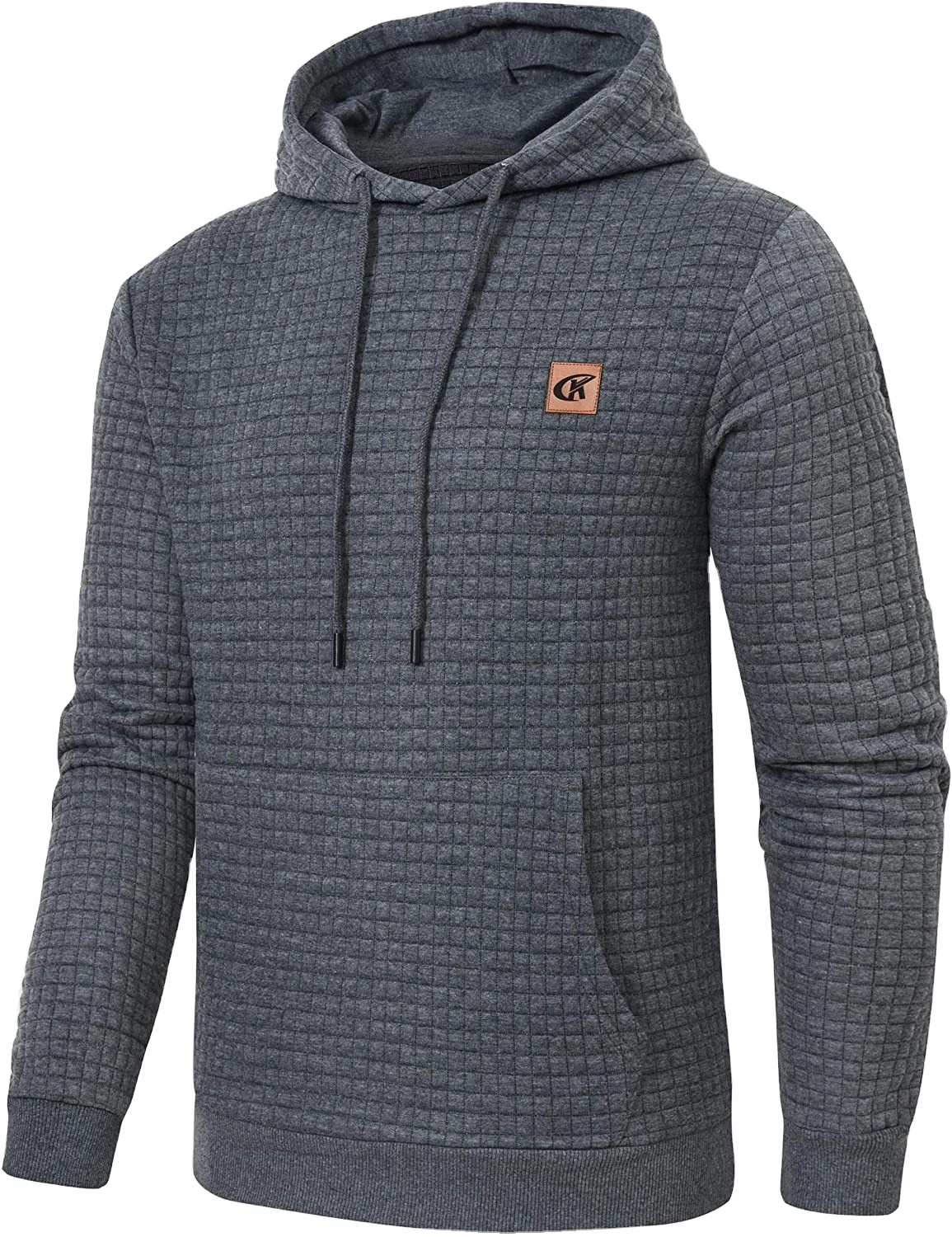 Wholesale 2023 Long Sleeve Plaid Jacquard Pullover Drawstring Kanga Pockets Casual Thermal Hooded Streetwear