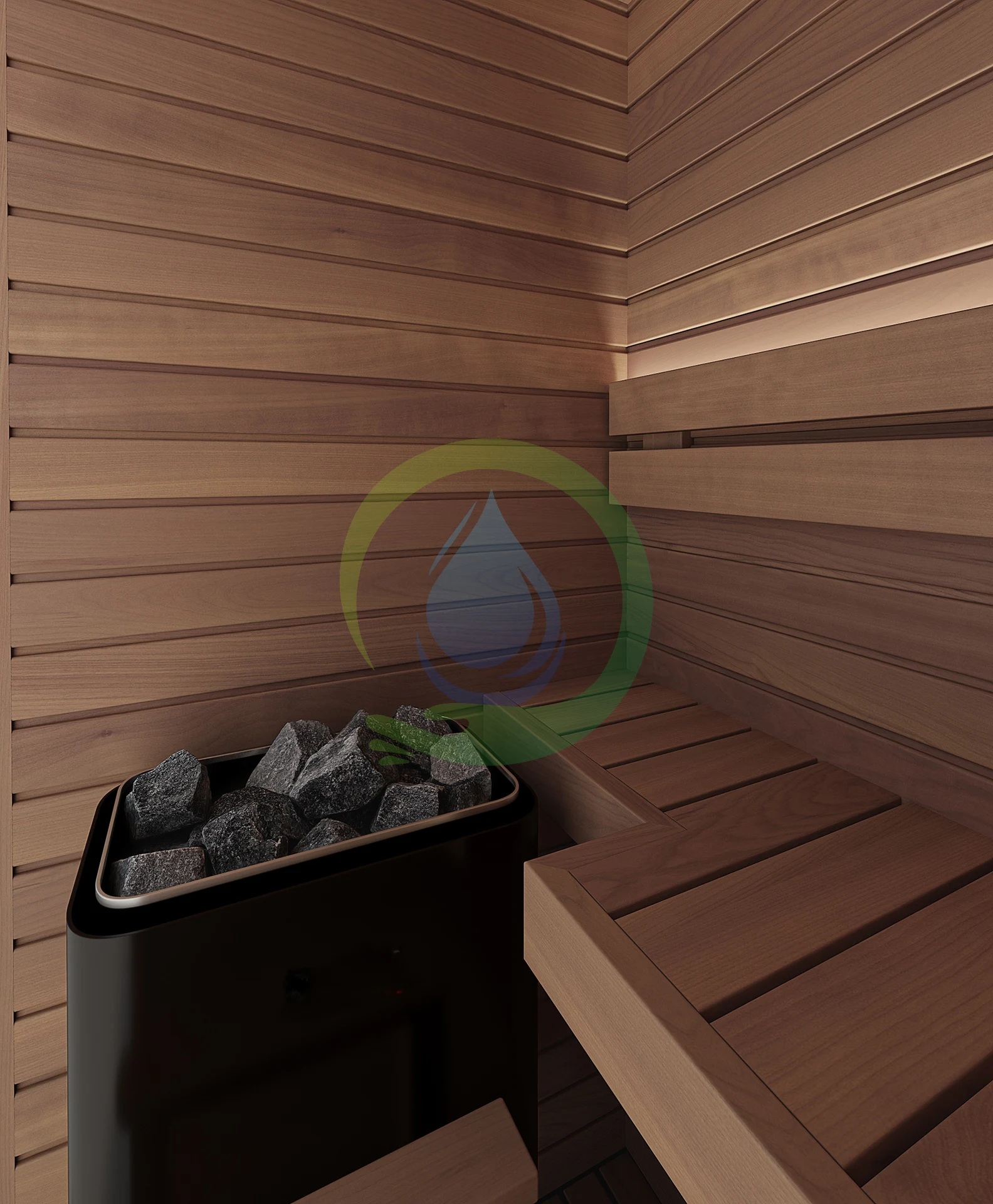 Traditional 3-Person Electric Sauna with Computer Control Panel Canadian Hemlock Steam Feature for Health for Home Use