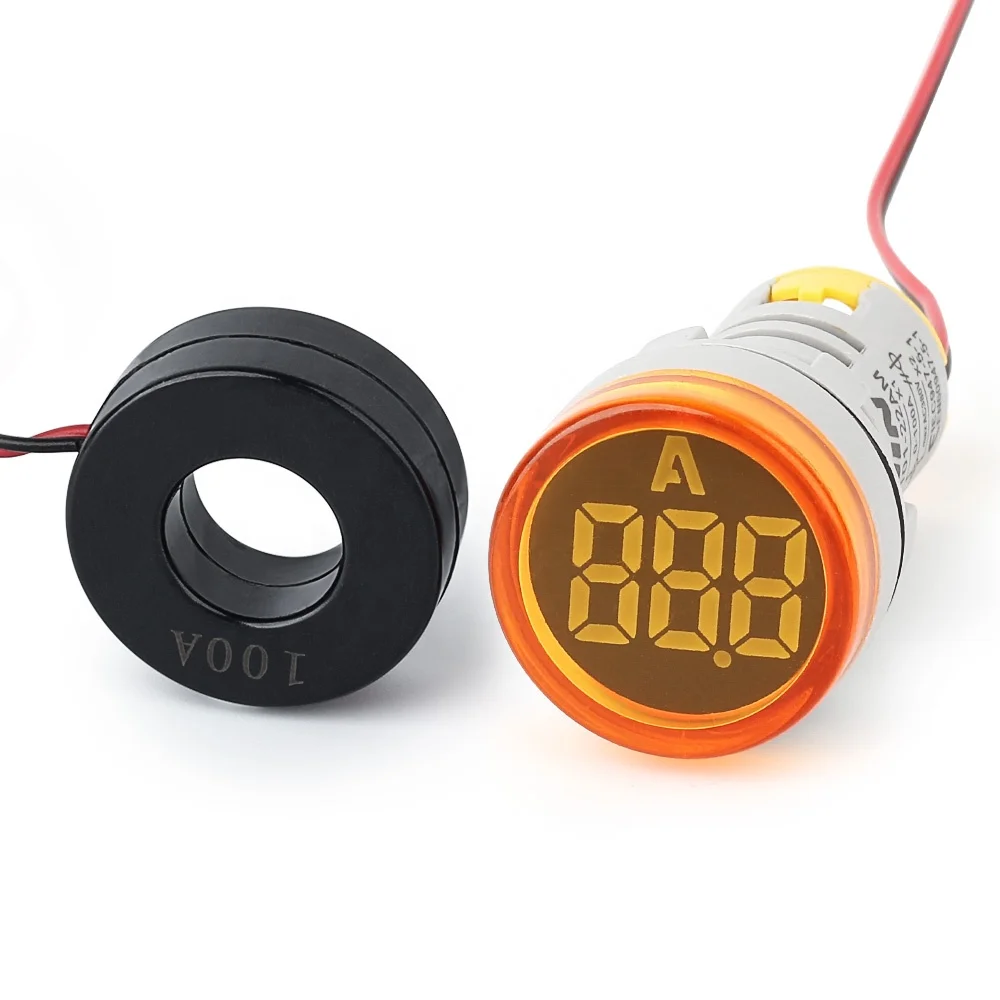 NIN yellow round din rail diqital ac analog panel ammeter 30a