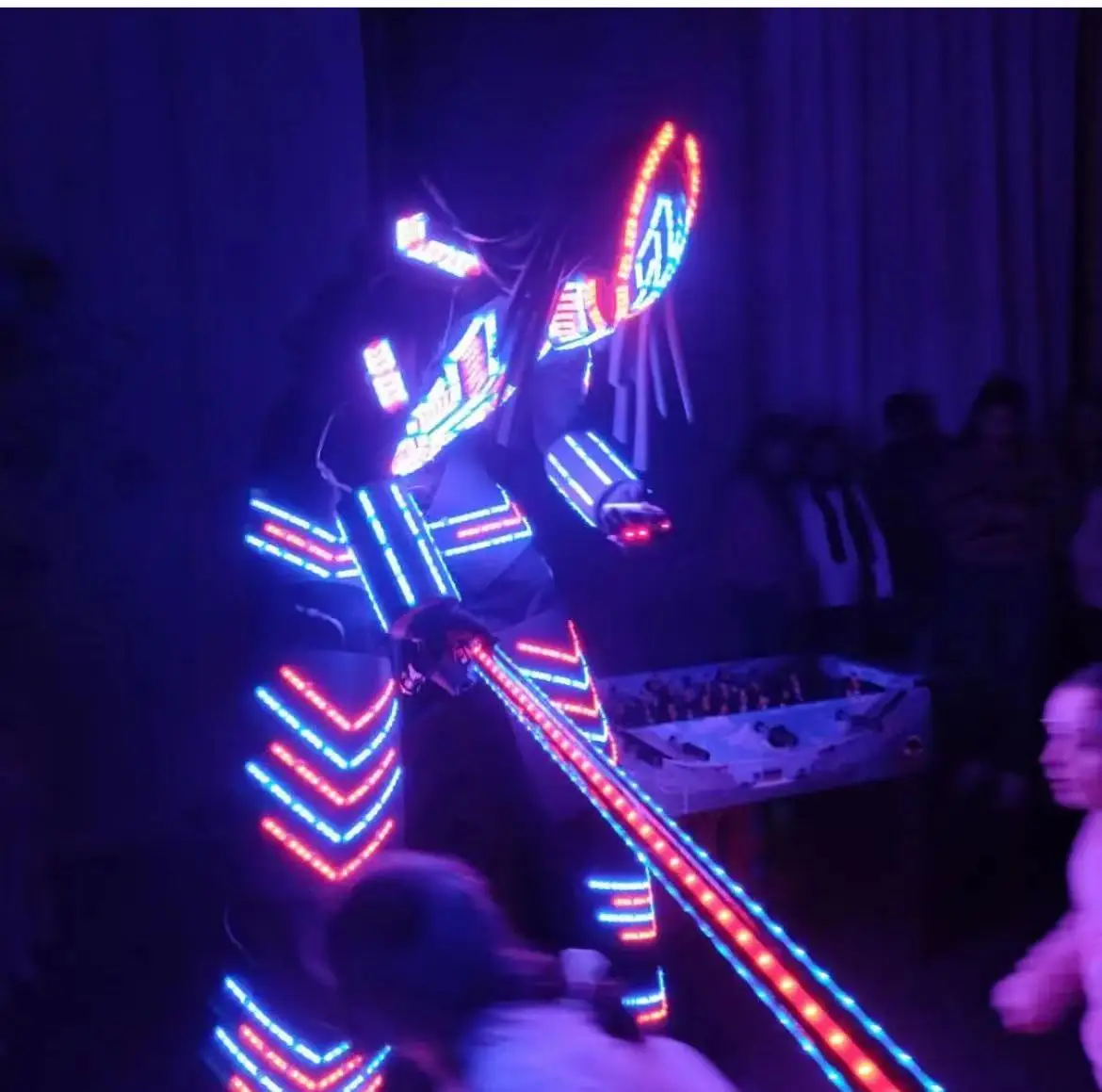 LED Robot Costume Clothes Light Up Stilts Walker Clothing Full Color Pixel Helmet Laser  LED Luminous Jacket Suit