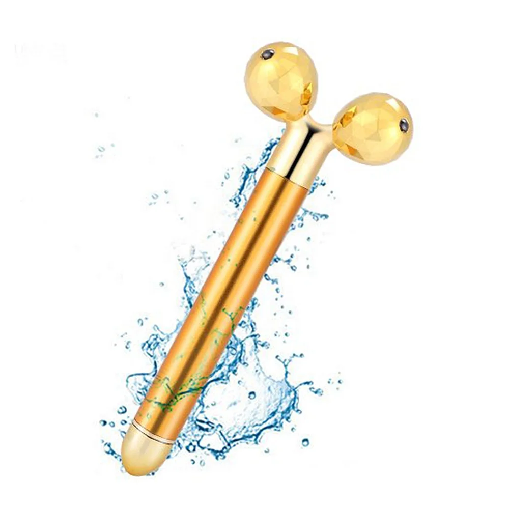  ONULISS 24K золотой ручной Электрический микротоковый вибратор 3D ролик для лица