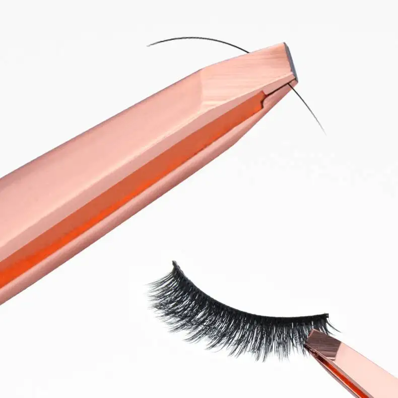 Private Label Custom Logo Ingrown Hair Slant Tweezers Brush Stainless Steel Eyebrow Clip Beauty Tool