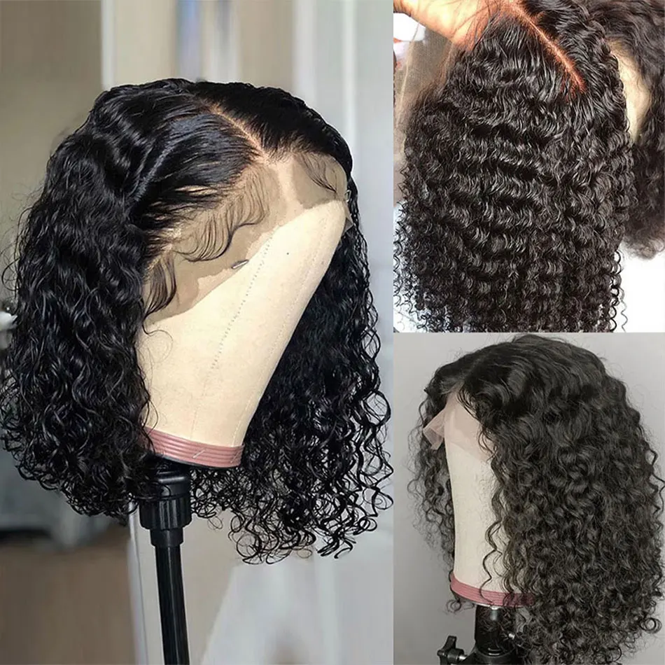 Raw Indian Hair Kinky Curly Short Bob Wigs Human Hair Lace Front HD Lace Frontal Wigs Human Hair Short Bob Wigs For Black Women