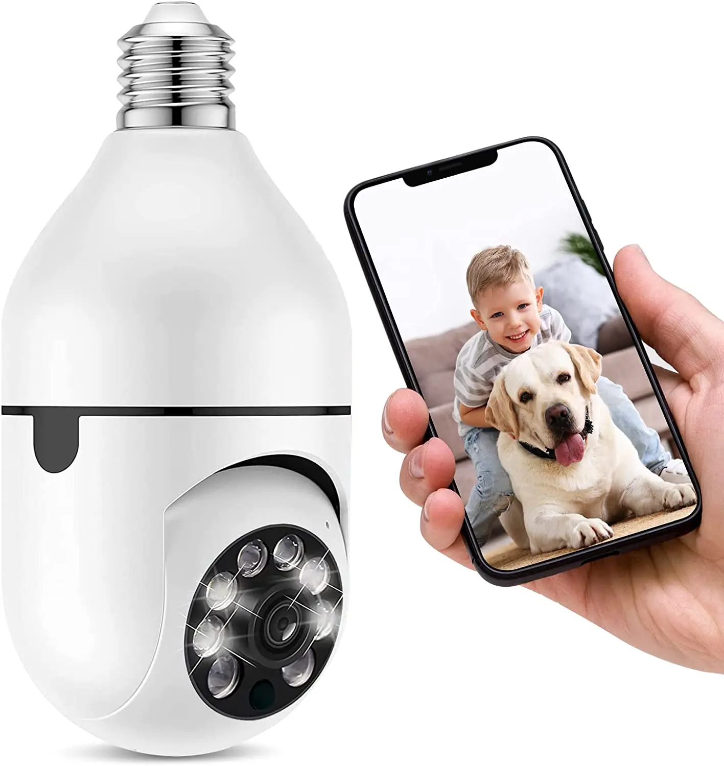 Hot Qearim smart home security mini digital wifi ip Camera P2P Wireless 360 degree PTZ Light wifi bulb camera