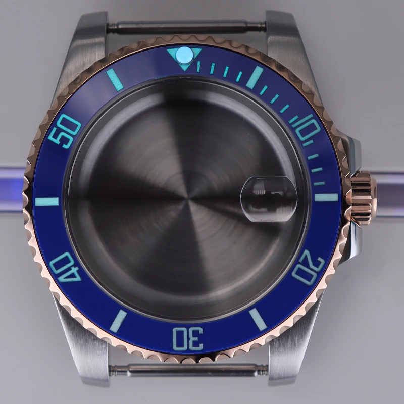 40mm modified watch case kit luminous blue Ceramic bezel insert For Seiko Nh35 NH36/38 Eta 2824 Miyota 8215 Movement 28.5mm dial