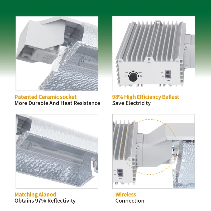 Aluminum Double Ended 1000 Watt Fixture Grow Light 1000W Sodium Lamp For Indoor Plant