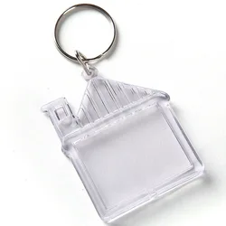 New Arrival Competitive Price Cheap Customised Plastic Key Chain Keyring House Shape Blank Photo Frame Acrylic Keychain