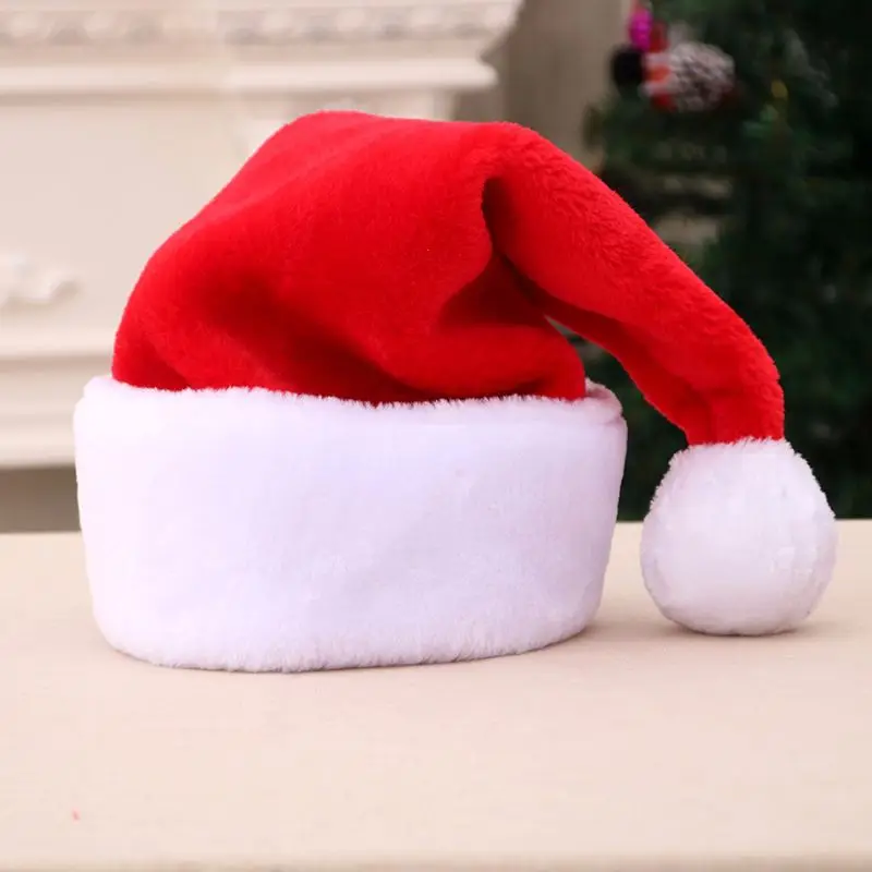 2024 Custom adult and children decoration classic santa claus hat led plush christmas hat