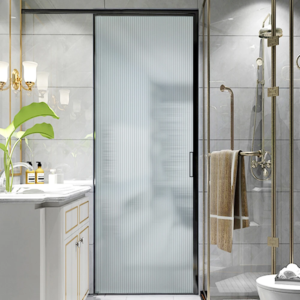 Kitchen Slide Door Interior Cavity Hidden Frosted Glass Pocket Door Hardware Aluminum Slim Hotel Bathroom Sliding Pocket Door