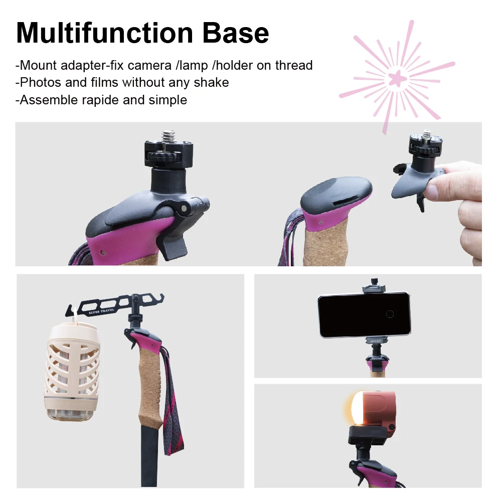 XTP XATP Customize Logo Aluminum  Fast Lock Retractable Hiking Sticks Camera Monopod Mount T ripod