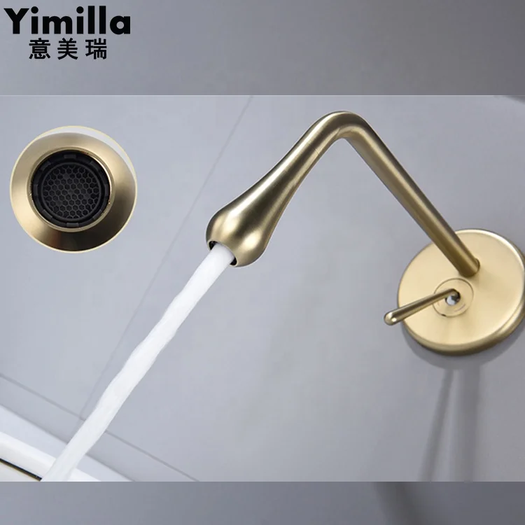 Luxurious golden wall-in basin faucet mixer brass polished gold faucet basin taps
