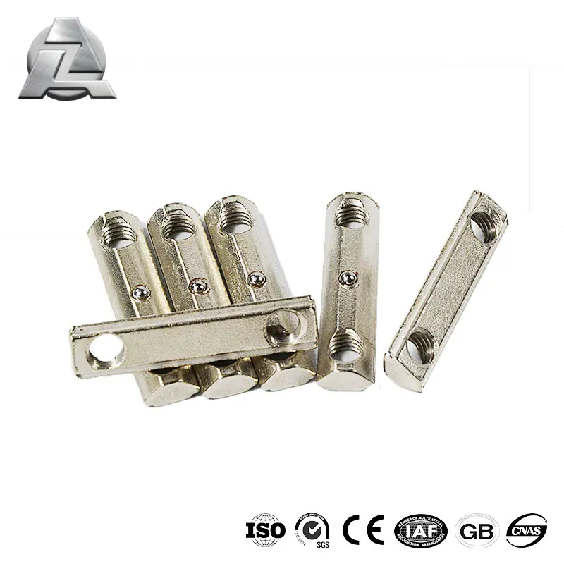 Aluminum 20 30 40 45 series tslot t slot profile accessories 2 hole steel m4 m5 m6 m8 m10 roll in t nut tnut with spring ball