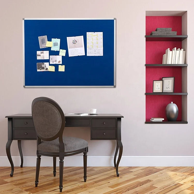 Wall hanging school classroom office bulletin board pin board aluminum frame felt fabric message notice board