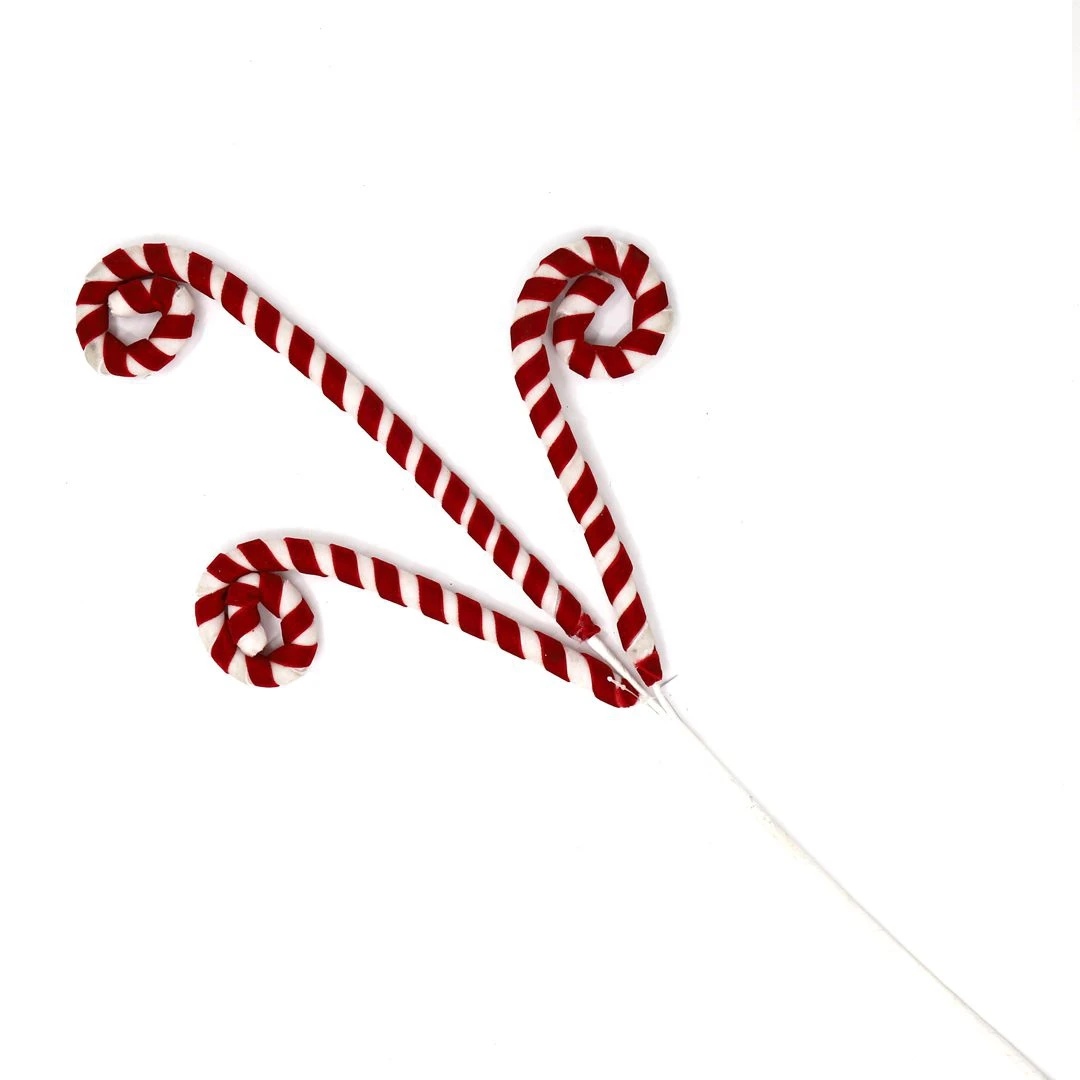Christmas Fluffy Candy Decoration Christmas Tree Curly Candy Picks Artificial Peppermint Stick Cheap