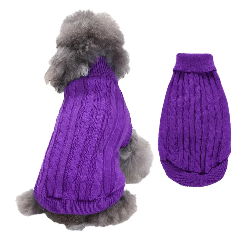 Fashion Designer Classic Cable Pet Knit Jumper Dog Sweater