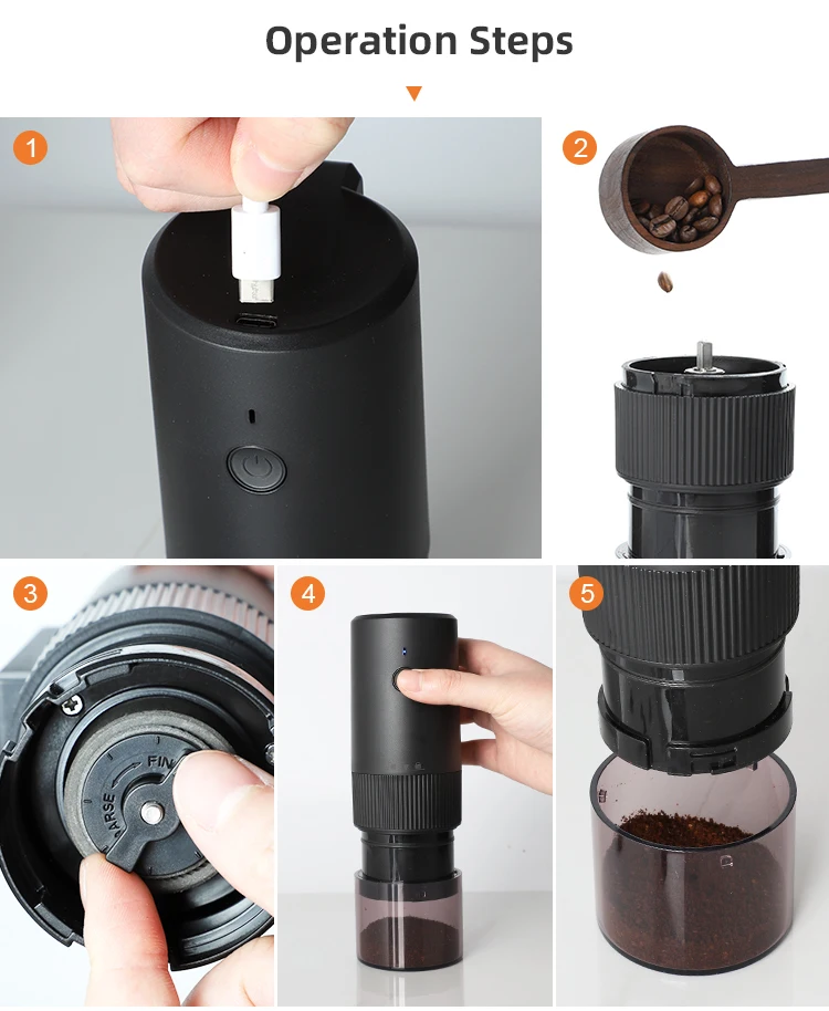 New plastic USB rechargeable electric operated coffee mill, Made in china wholesale electric coffee grinders