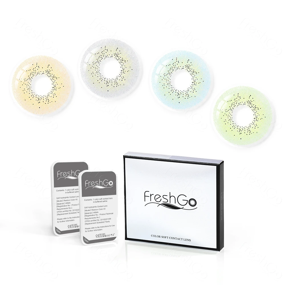  Контактные линзы серии Freshgo OCEAN натуральные серо-зеленые косметические блестящие контакты для глаз оптовая продажа цветных