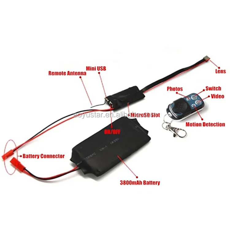 S01 Remote Control 1080P DIY Module Camera Spy Video recorder with 15CM lens  Support 32G