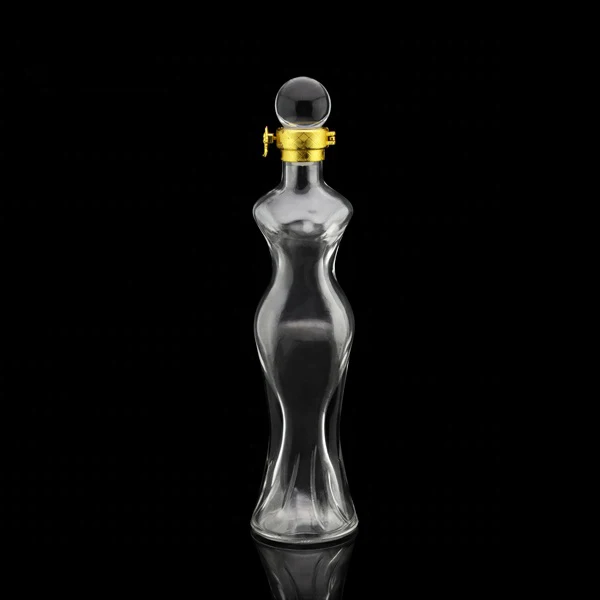 Custom 300ml Unique Beauty Women Body Shape Clear Glass Wine And Liquor Bottles For Spirits With Golden Lock And Glass Stopper