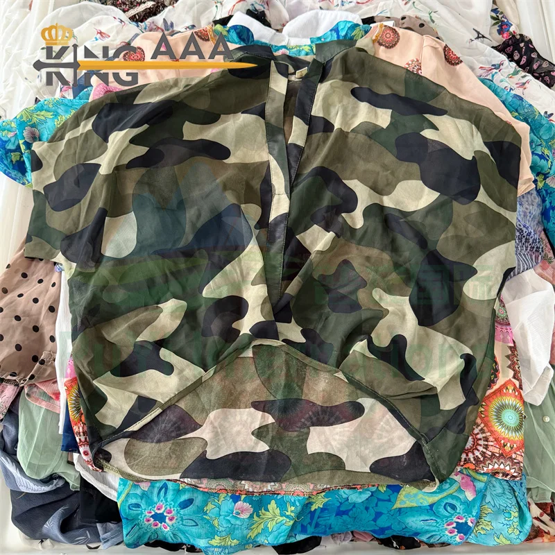 Women Luxury Chiffon Blouse Silk Tops Korean Used Clothes Used Bales 100kg