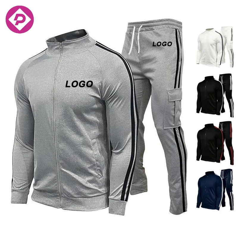 Wholesale Sportswear 2 Piece Tops Pants Sets Spring Autumn Casual Zipper Jacket Training Jogging Mens Tracksuit