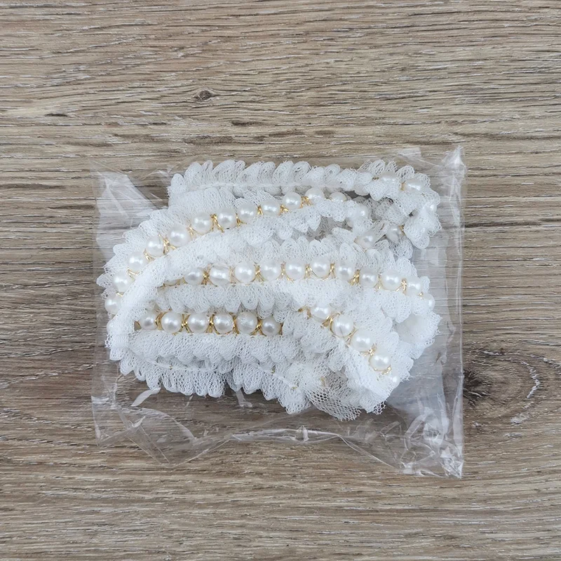(1 Yard/Pack) 20mm Pearl Gold Line Decoration Lace Fabric Wrapping Gift Ribbons Crafts Material Accessories Handmade Wholesale