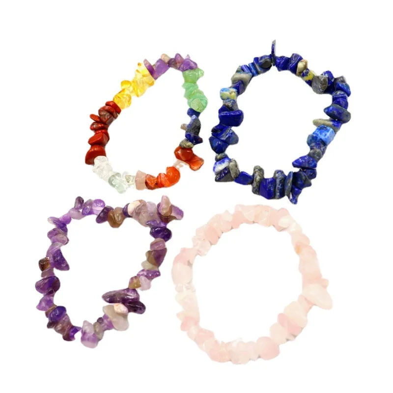 Natural Irregular Gemstone Chakra Crystal Healing Chip Gemstone chips Bracelets Tumble Polished Stones Bracelet