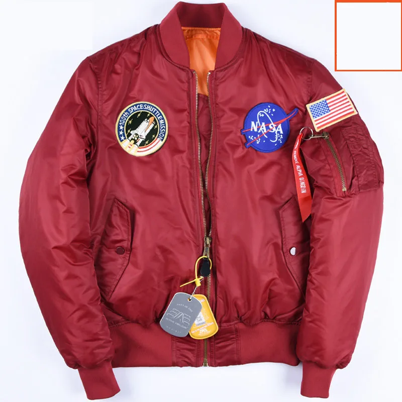 Wholesale waterproof spring patched nylon bomber jacket nasa