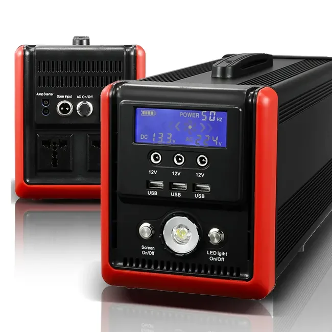 600W pure sine wave power generator with LCD display dual AC outlet solar generator with RosH