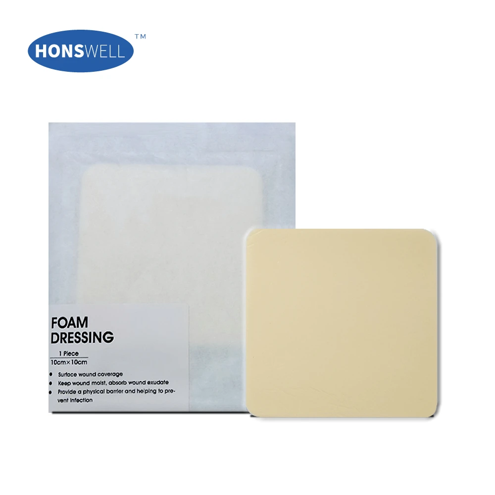 
Wholesale Highly Absorbent Non-asherent Silicone Foam Wound Dressing , Laminated with PU Film 