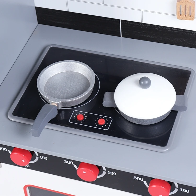 HOYE CRAFTS black and white refrigerator kitchen toy play house cooking game wooden kitchen toy