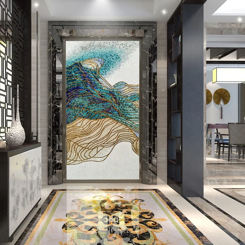Customized Hand Cut luxurious Wall Art Mosaic Mural Tile For Dining Living Room Design