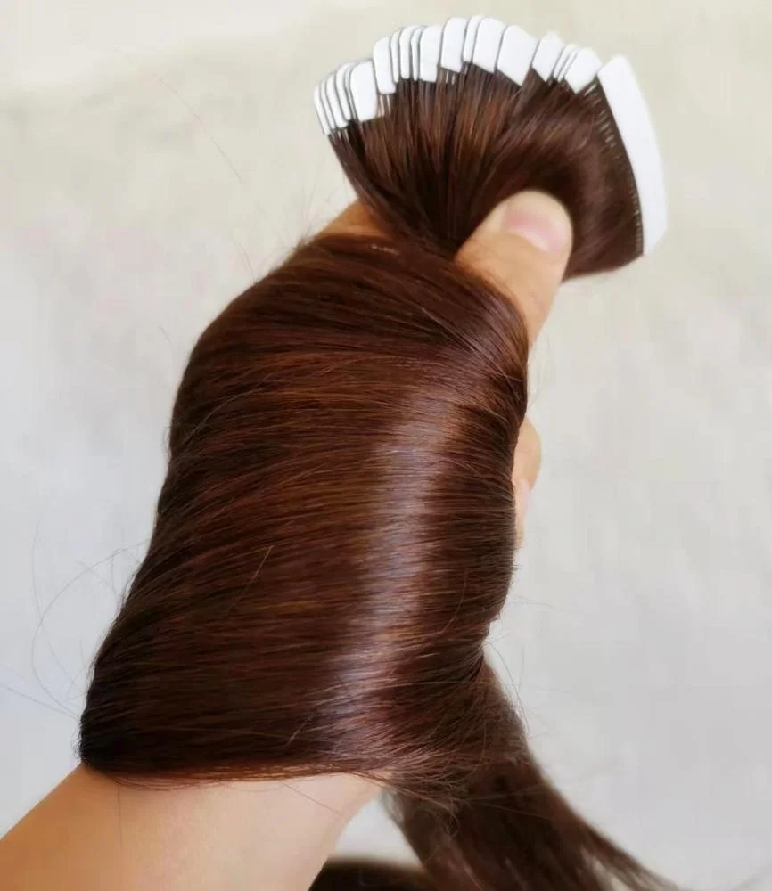 
wholesale Russian hair dark brown tape in double drawn hair dyed any color last long time hair extensions 