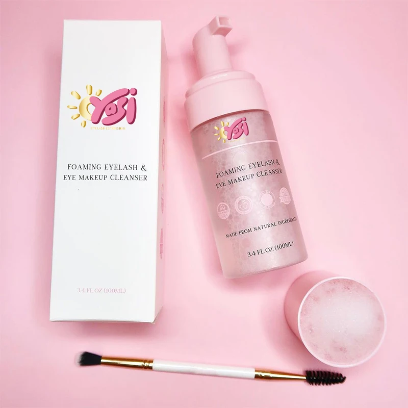 Tear Free and Vegan Friendly Private Label Lash Extension Foam Cleanser With Brushes Lash Bath Daily Eyelash Wash Shampoo