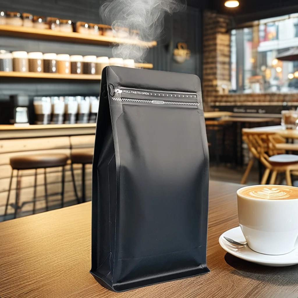 Bestseller Coffee Storage Packing Zipper Stand up Square Bottom Pouch Resealable Gravure Printing Food Packaged Bag with Valve