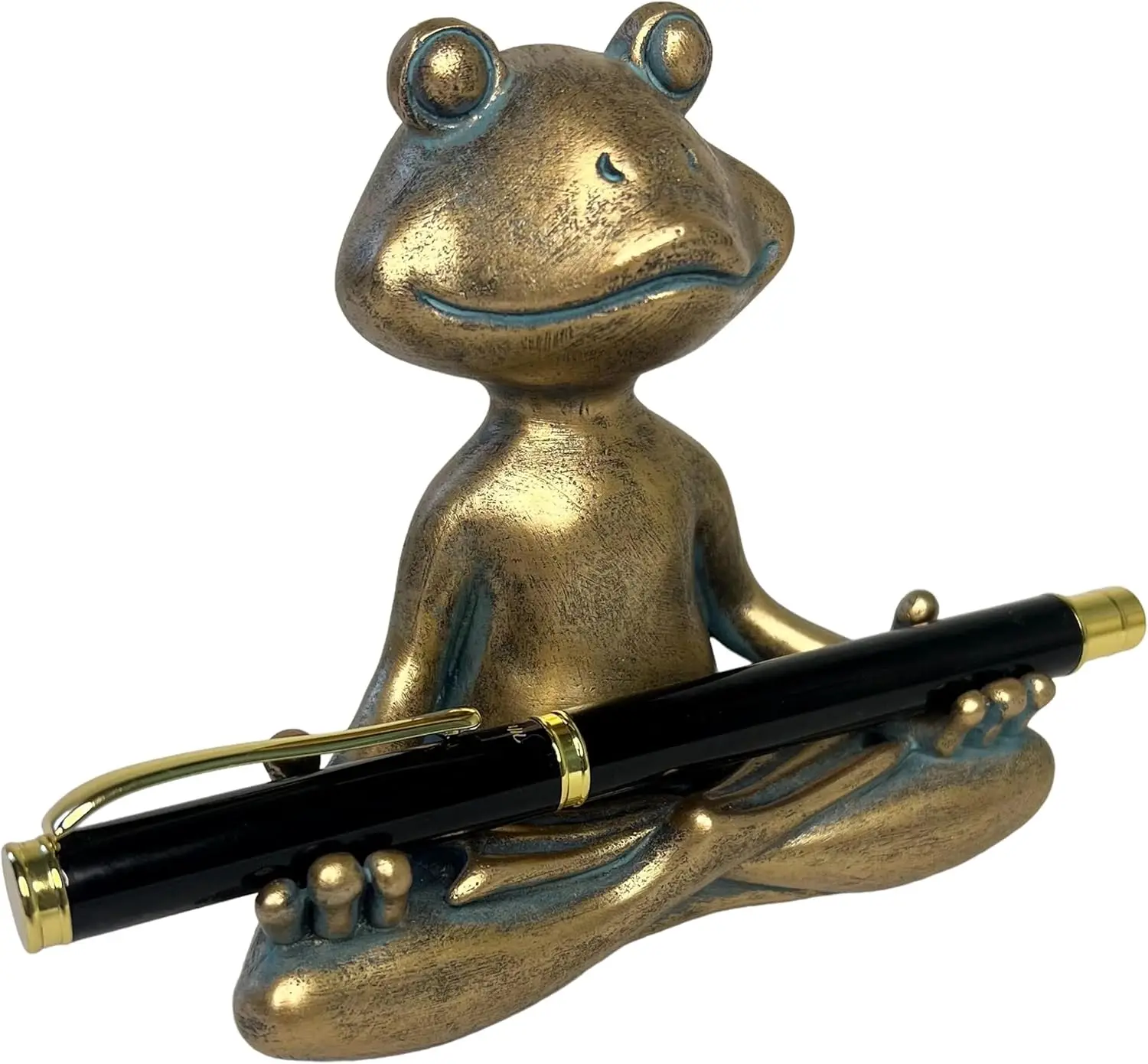 Cute Resin Yoga Frog Writing Pen Holders Handmade Porcelain Polyresin Frog Pencil Stands for Desktop