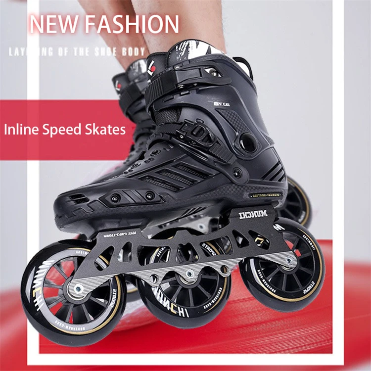 Popular in 2024 Roller Skate Shoes 85A 110mm*3 Wheel Black Speed Skating for Outdoor