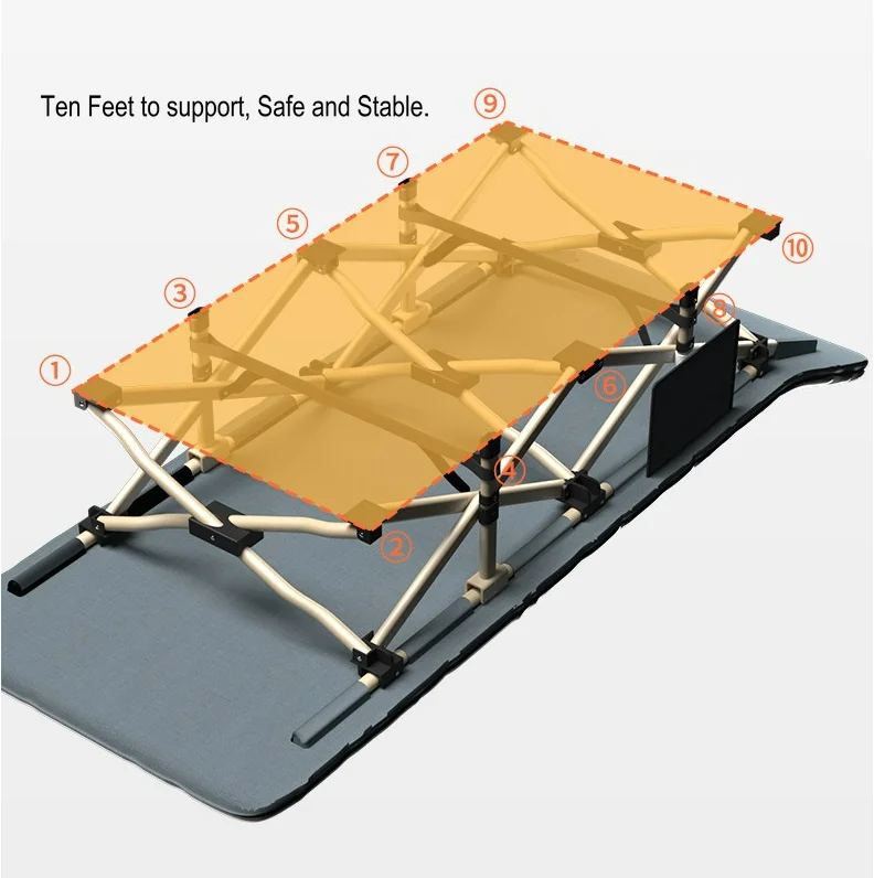 Low MOQ Save Room Easy Open &  Carrying  Portable Foldable Bed Camping Cot with Mattress Cot