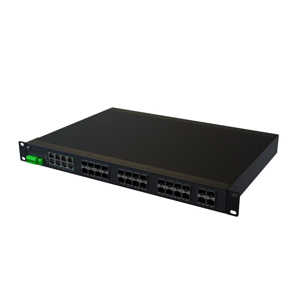 1U  36 Port 85-265VAC Redundant Dual Inputs 1000M 24 SFP 8 RJ45 4 SFP+L3 Layer 10G Industrial Ethernet Network Switch
