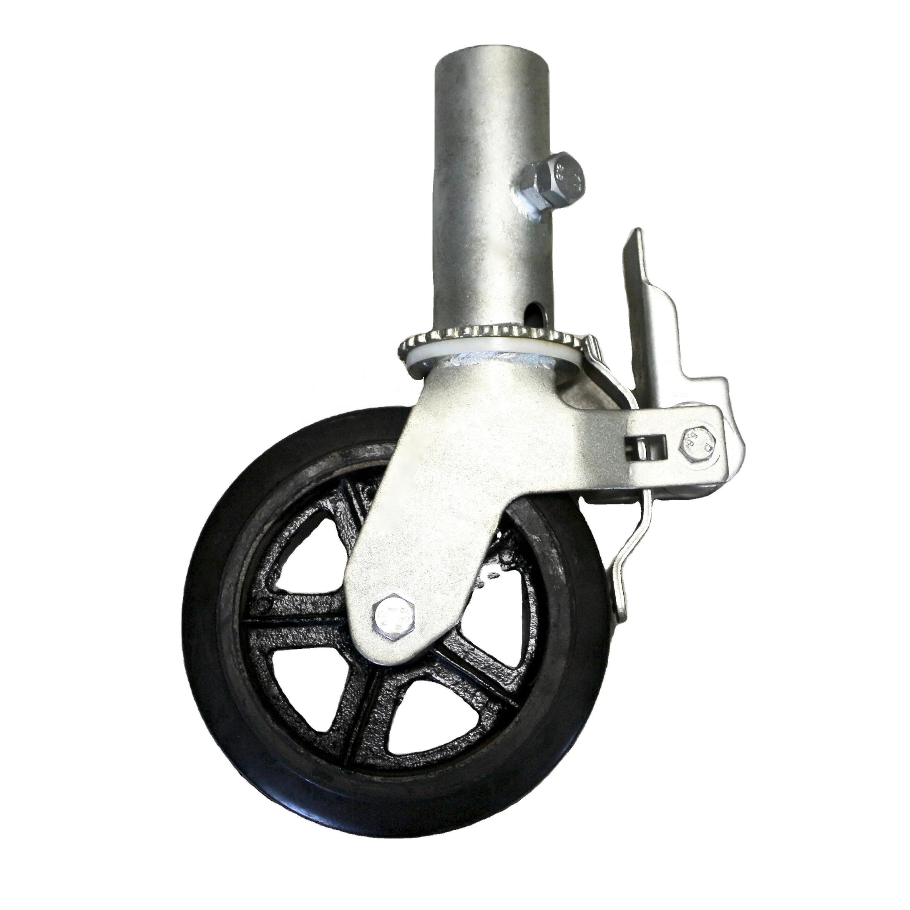 SS 8 inch Heavy Duty Wheel Mobile Scaffold Caster Rubber Accessory with Brake