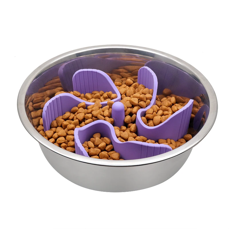 Pet Slow Feeder Dog Bowls Insert Super Firm Slow Eating Dog Bowl [Cuttable] for Large Medium Siz Pet Bowl