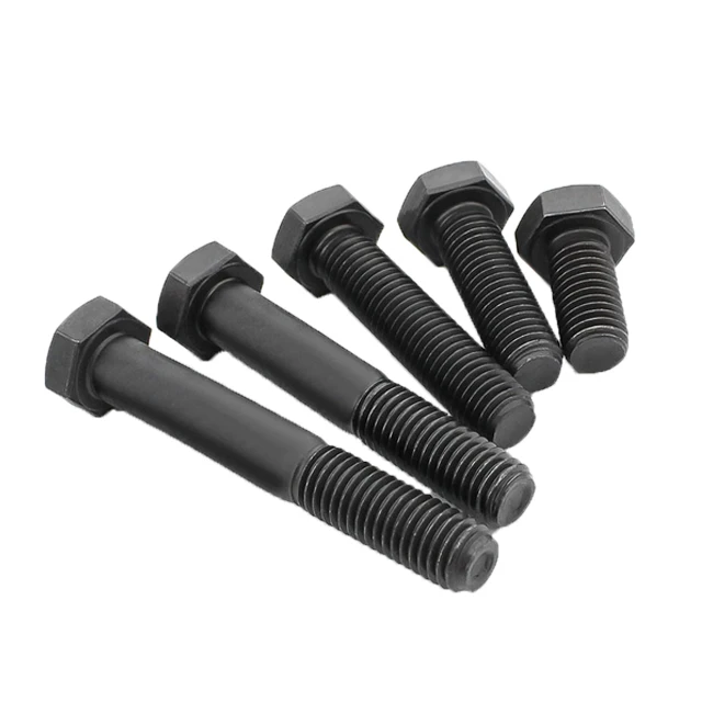 Grade 8.8 10.9 12.9 black hex bolt standard size M8 M10 M12 M16 M20 high quality hex head bolt din933 din931 m6 m13 galvanized
