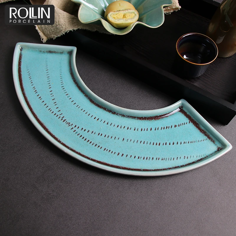 Porcelain Dish Plate Small Green Japanese Plate Ceramic Table Set Cake Dessert Slate Plate Cheese Dessert Board Set